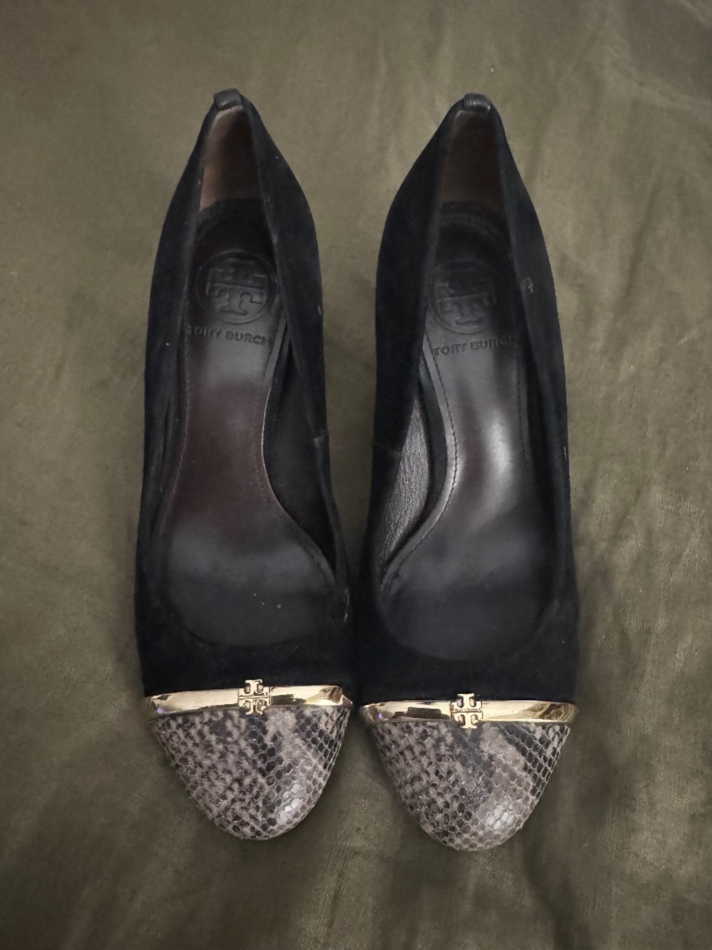 Black suede Tory Burch heels